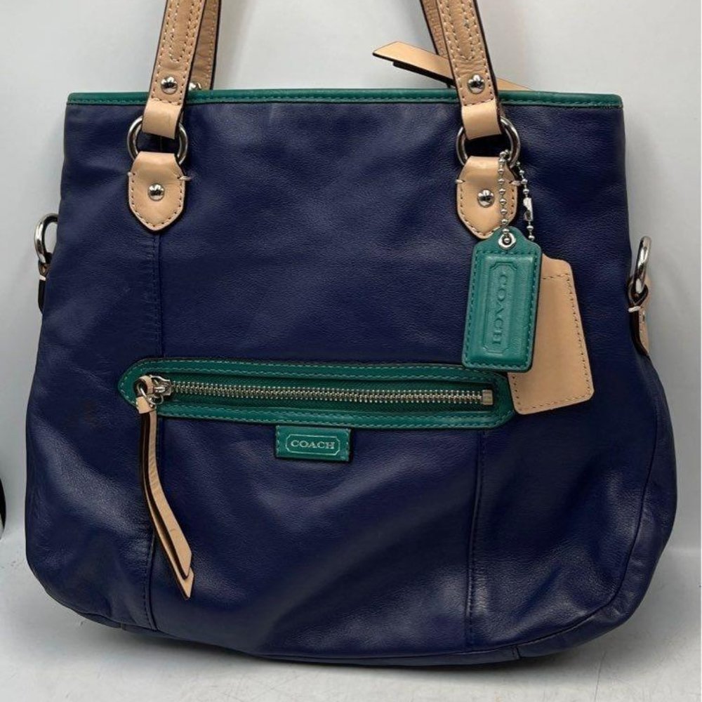 Coach Womens Daisy Spectator Navy Blue Double Handle Medium Tote Bag
